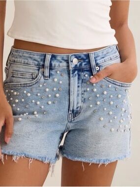 Altar’d State Gianna Embellished Denim Shorts NWT